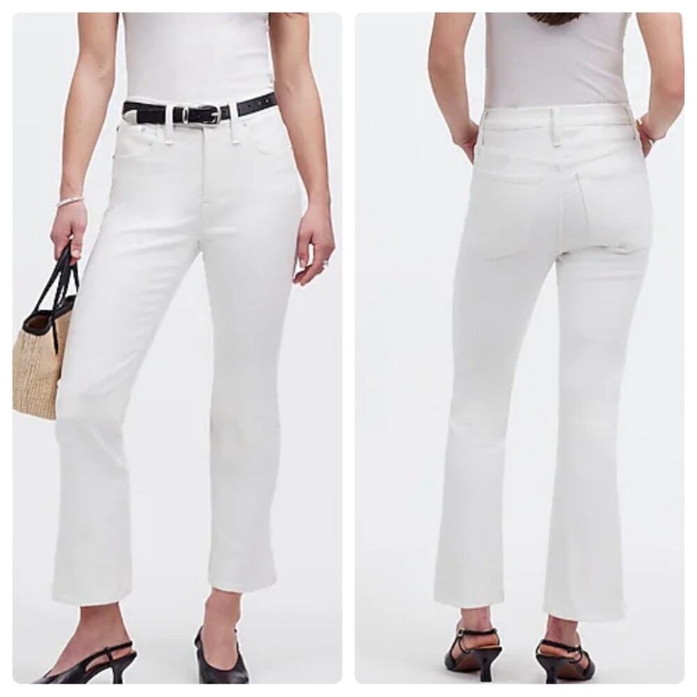 NWT Madewell Petite Mid Rise Kick Out Jeans White W30 Stretch NJ430‎